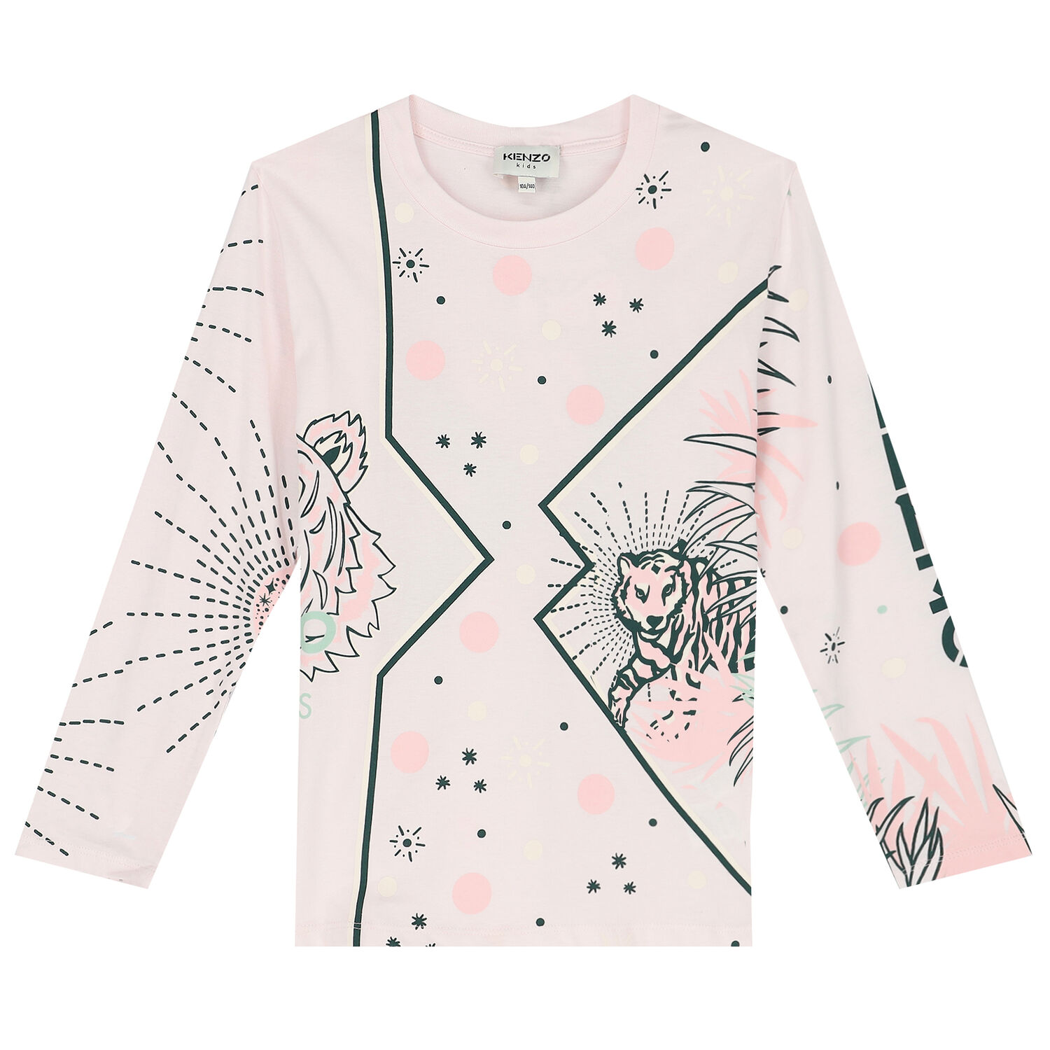 Girls Pale Pink Tiger Logo Top, 1, hi-res