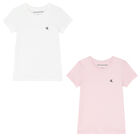 Girls White & Pink Logo T-Shirts ( 2-Pack ), 5, hi-res