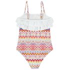 Girls Multi-Coloured Zig Zag Swimsuit, 1, hi-res