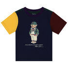 تيشيرت أولاد صغار بطبعة الدب باللون الكحلى, 1, hi-res