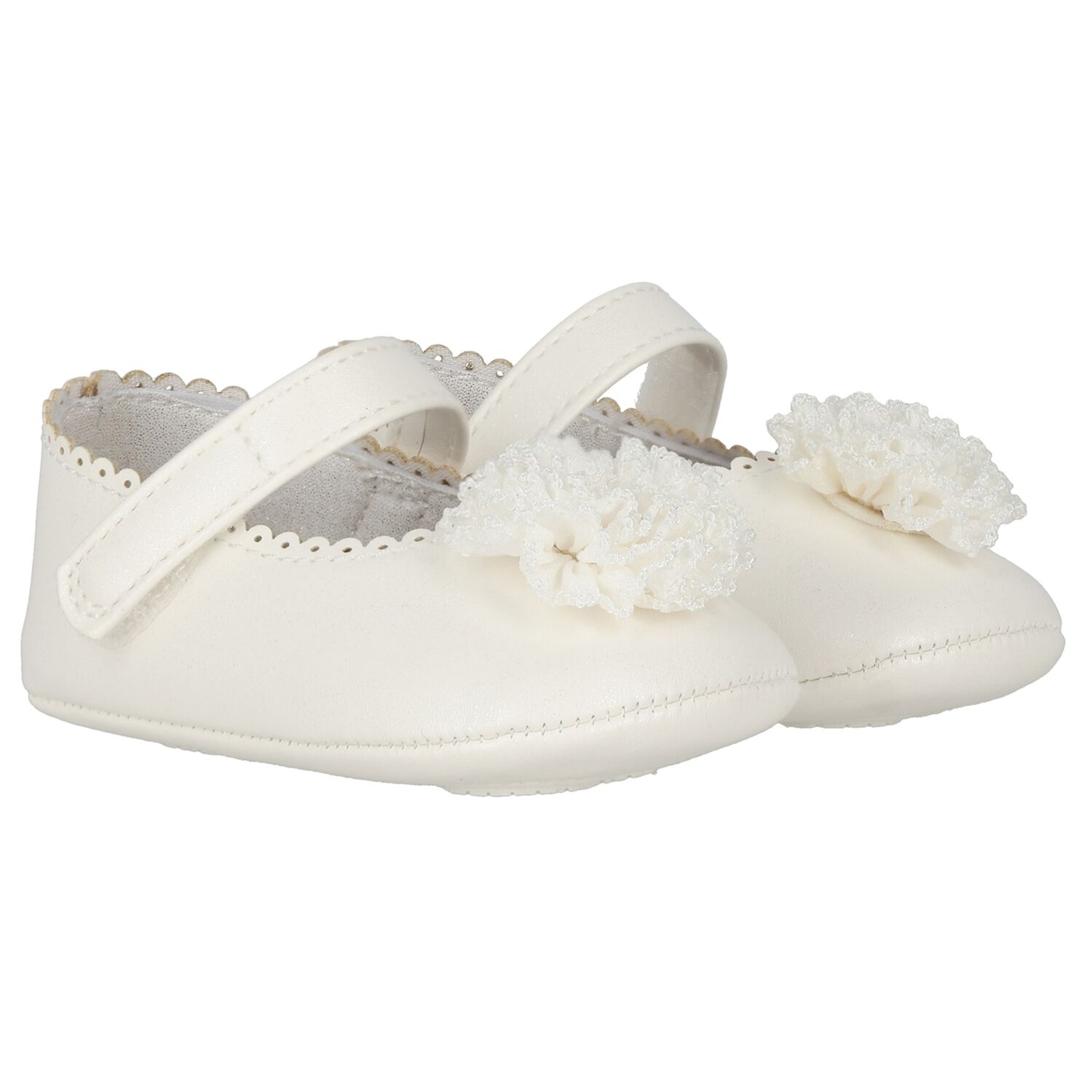 Baby Girls Ivory Leather Pre Walker Shoes, 2, hi-res