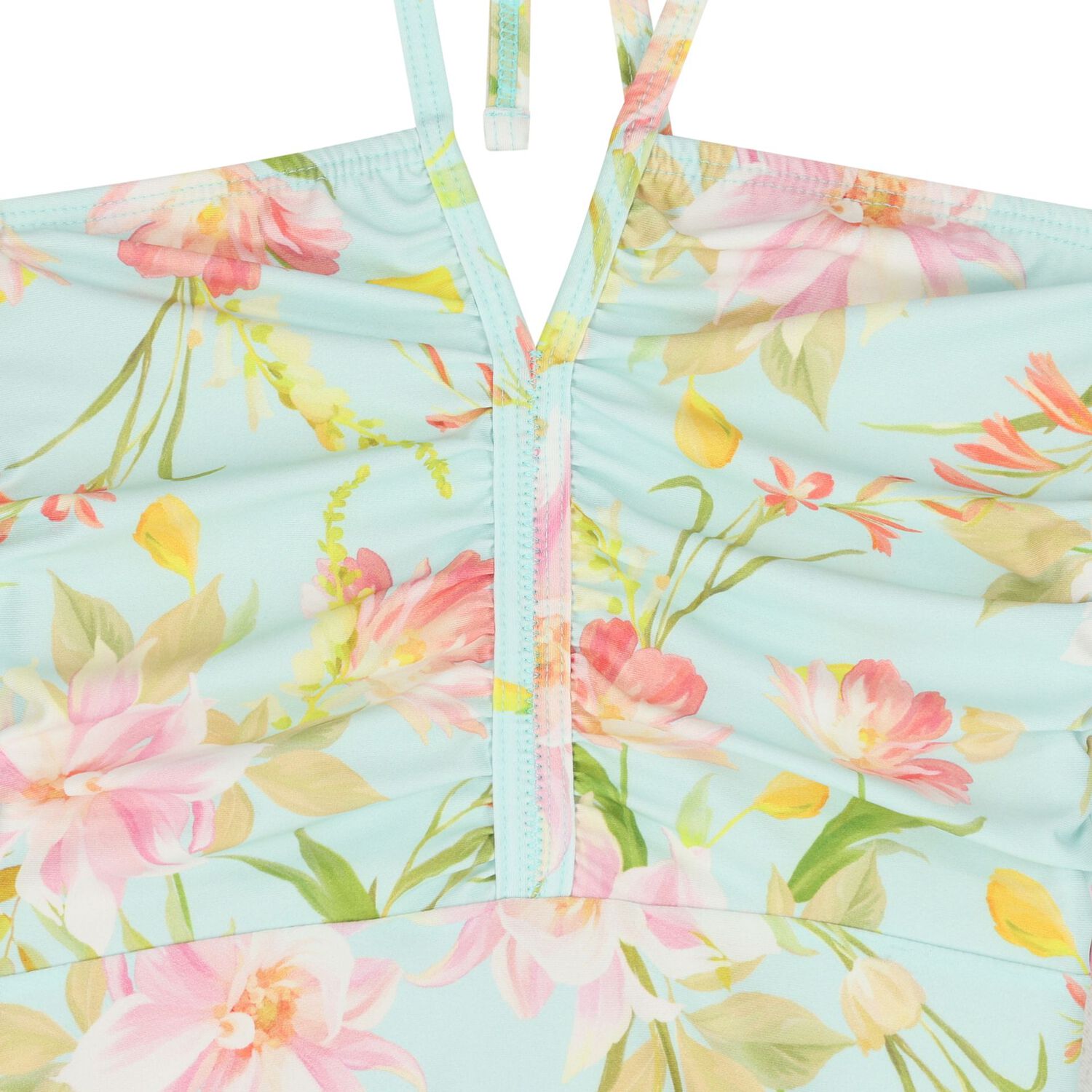 مايوة بنات بطبعة الزهور باللون الأزرق, 1, hi-res