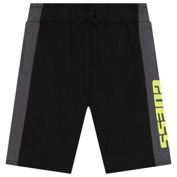 Boys Black & Grey Logo Shorts