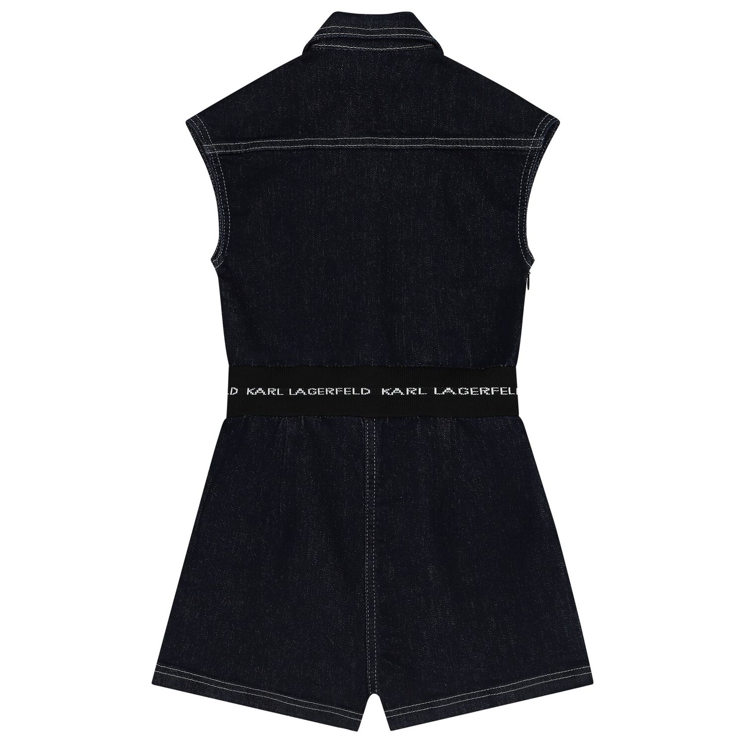 Girls Blue Logo Denim Playsuit, 1, hi-res image number null