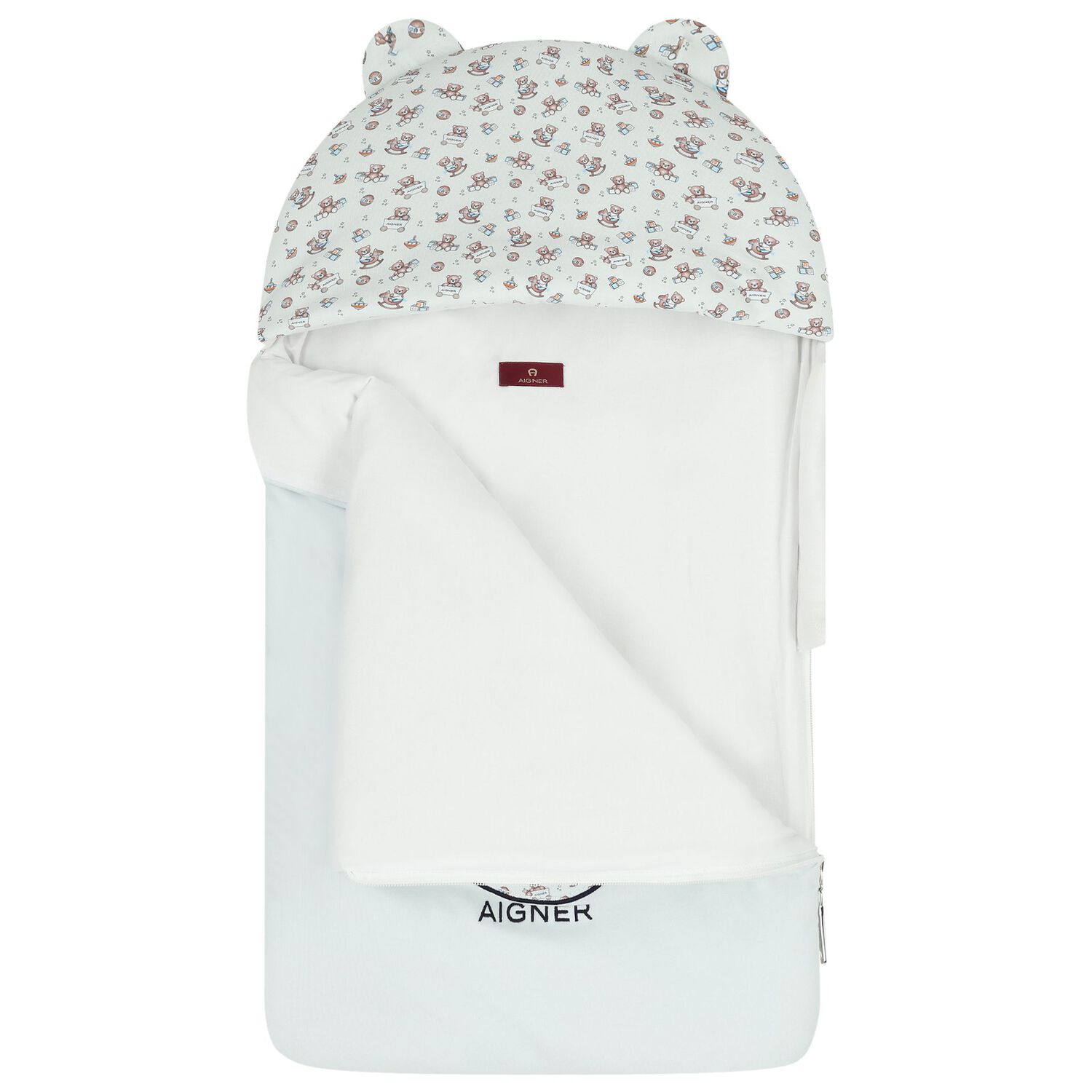 Baby Boys Blue & White Teddy Bear Logo Nest, 2, hi-res