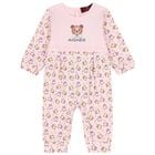 Baby Girls Pink Teddy Bear Logo Romper, 2, hi-res