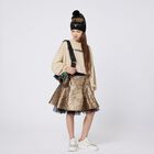 Girls Gold Logo Pleated Skirt, 1, hi-res