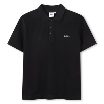 Boys Black Logo Polo Shirt