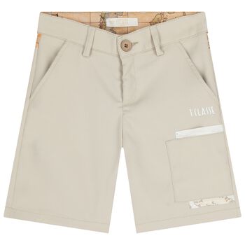 Boys Beige Logo Shorts