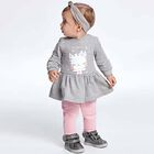 Younger Girls Grey Cat Dress, 1, hi-res
