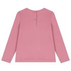 Girls Pink Bow Long Sleeve Top, 2, hi-res