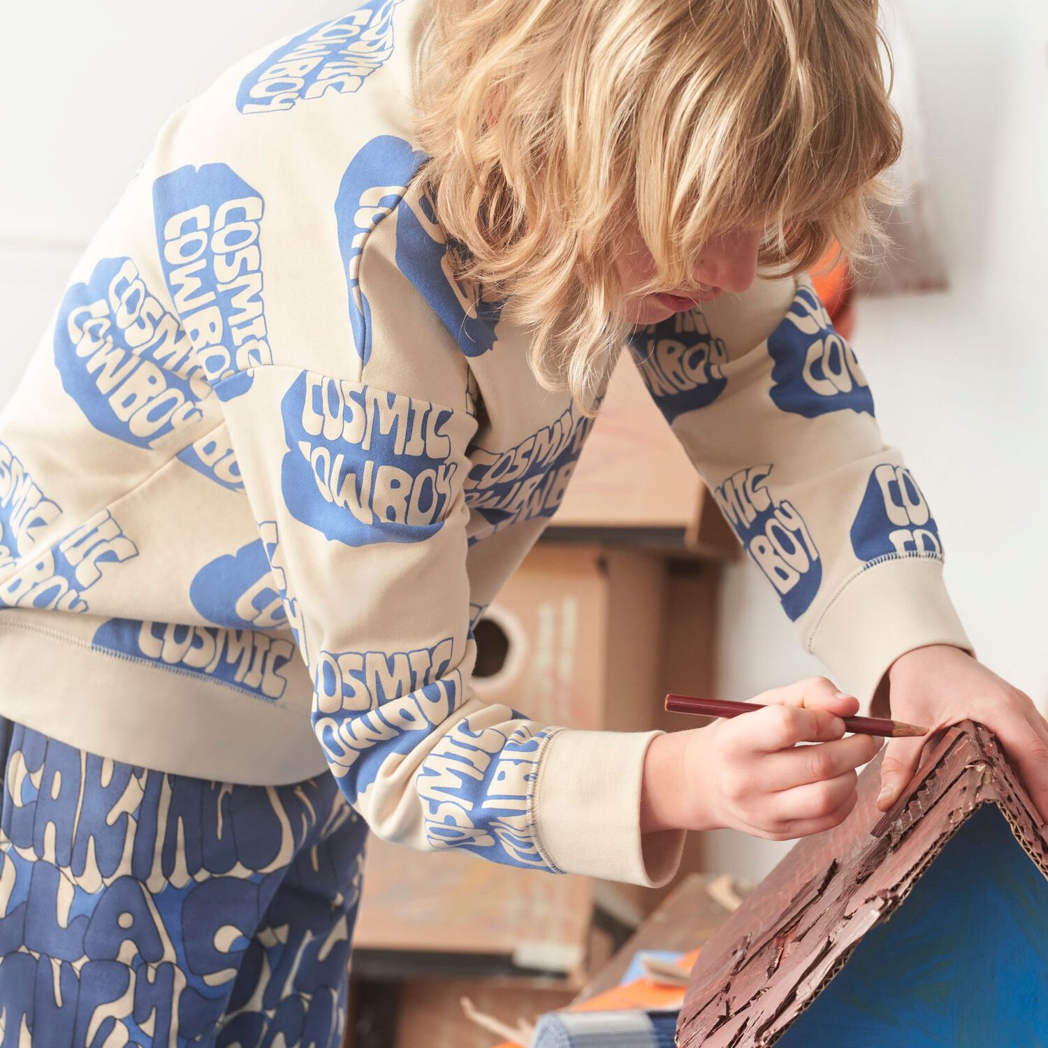 Boys Blue Logo Joggers, 1, hi-res