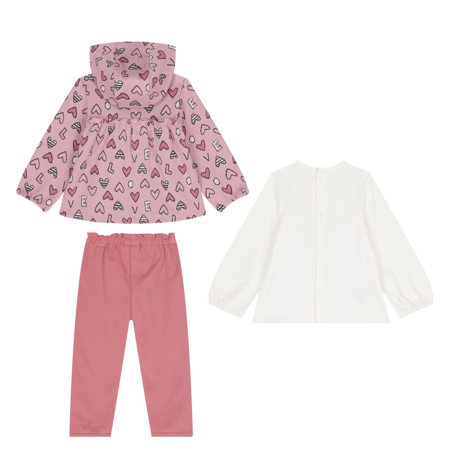 بدله رياضيه للبنات باللون العاجى والوردى ( 3 قطع ) , 1, hi-res