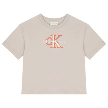 Boys Beige Logo T-Shirt