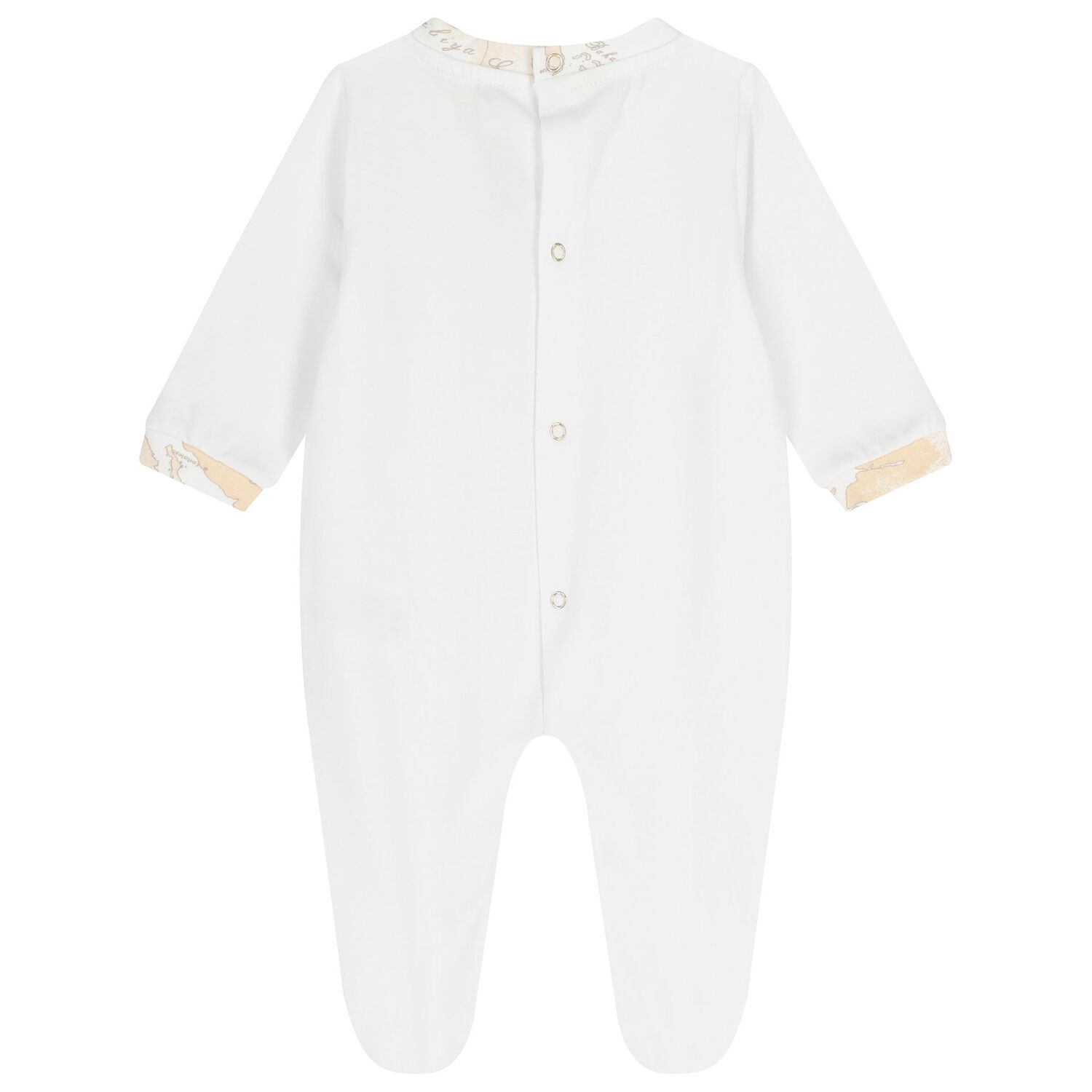 طقم هدايا ملابس اطفال بنقشة خريطة جغرافية باللونين الابيض و البيج, 1, hi-res