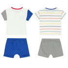 Baby Boys White & Blue Shorts Set (4 Piece), 1, hi-res