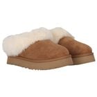 Girls Chestnut Brown Tazzelle Suede Mules, 1, hi-res