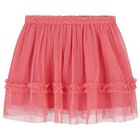 Girls Ivory & Pink Floral Tulle Skirt Set, 3, hi-res