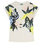 فستان بنقشة الفيل باللون العاجي للبنات , 1, hi-res