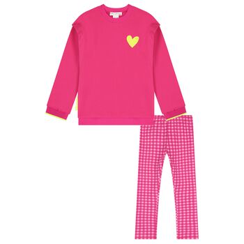 Girls Pink Gingham Leggings Set