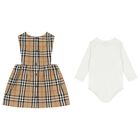 Baby Girls Beige & White Dress Set, 1, hi-res