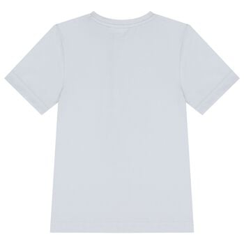 تيشيرت أزرق بشعار للأولاد