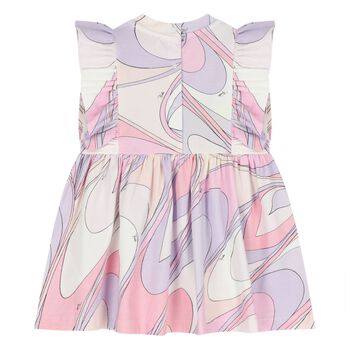 Younger Girls Pink & White Ruffled Iride Dress