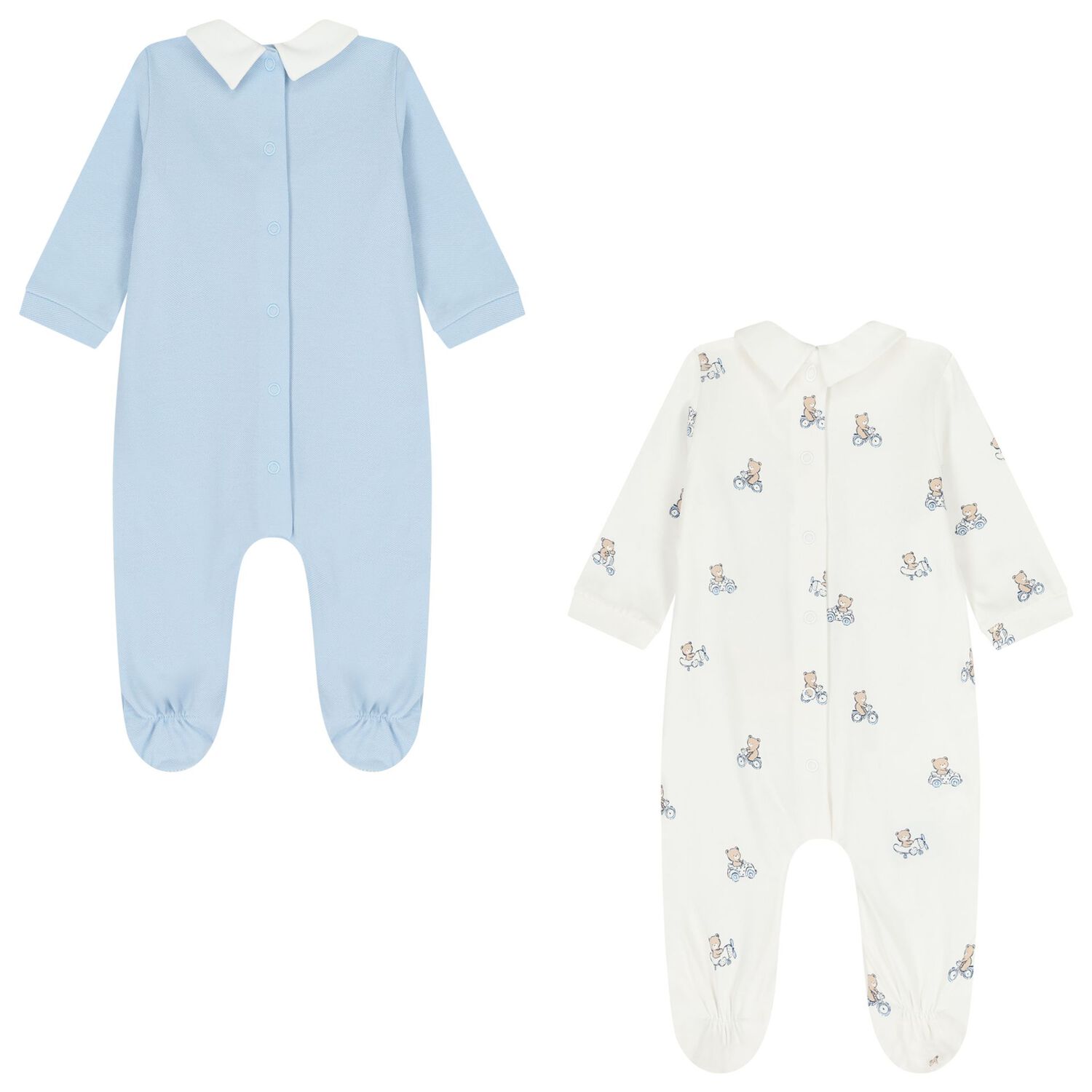 Baby Boys Ivory & Blue Babygrows ( 2-Pack ), 2, hi-res