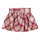 Younger Girls White & Burgundy Plaid Skirt Set, 1, hi-res