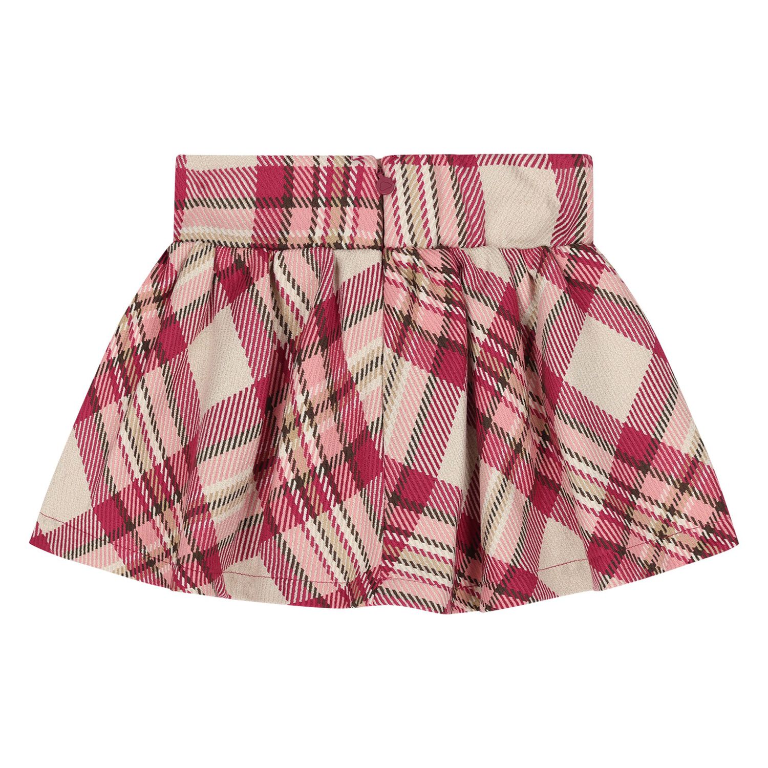 Younger Girls White & Burgundy Plaid Skirt Set, 1, hi-res