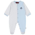 Baby Boys White & Blue Logo Babygrow, 2, hi-res