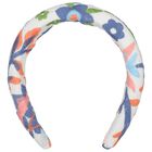 Girls White Floral Embroidered Headband , 1, hi-res