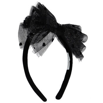 Girls Black Tulle Bow Headband