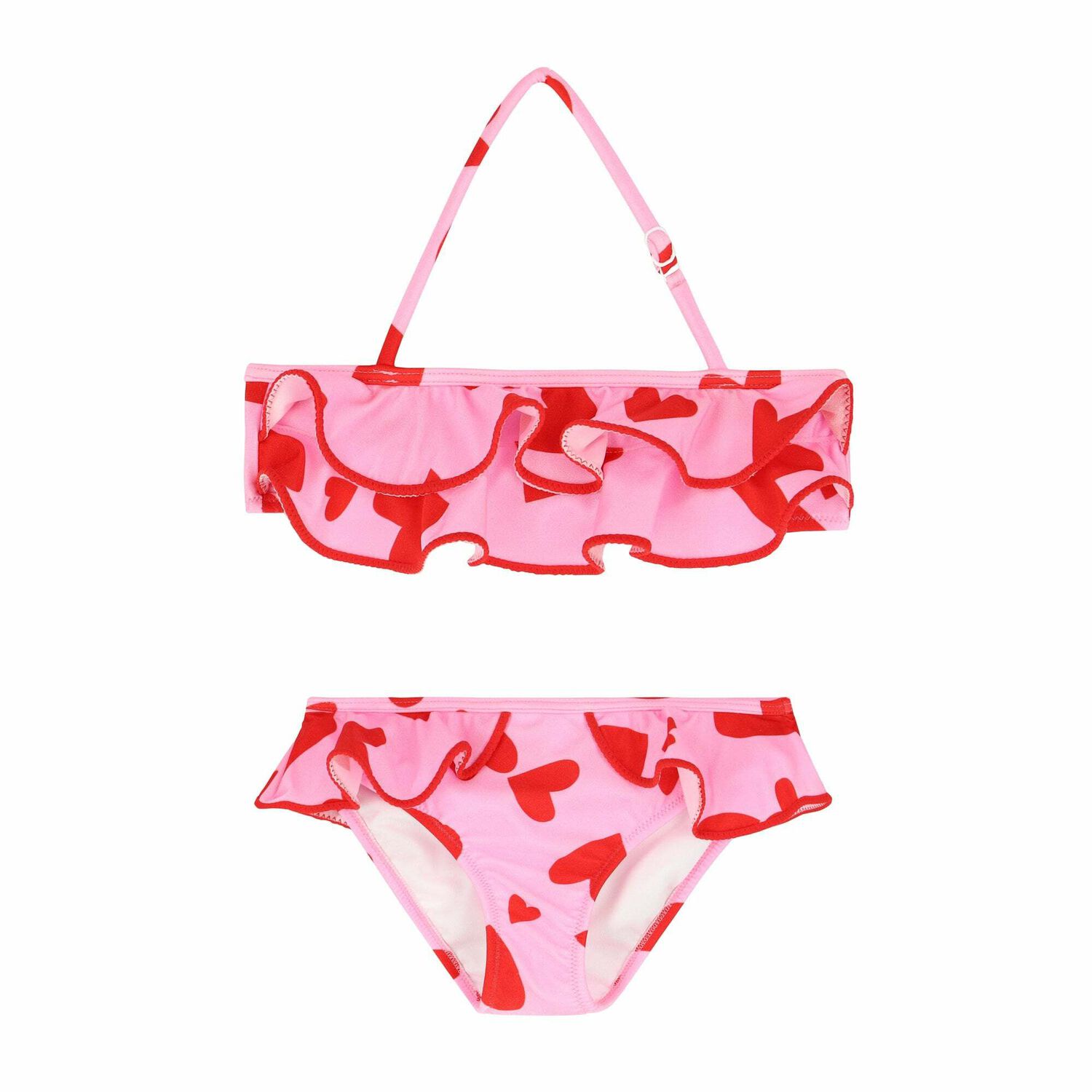Girls Pink & Red Heart Bikini, 1, hi-res