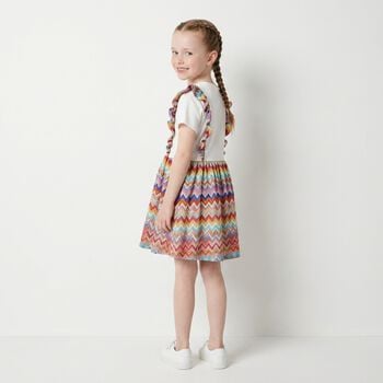 Younger Girls Multi-Coloured Logo Zig Zag Dress
