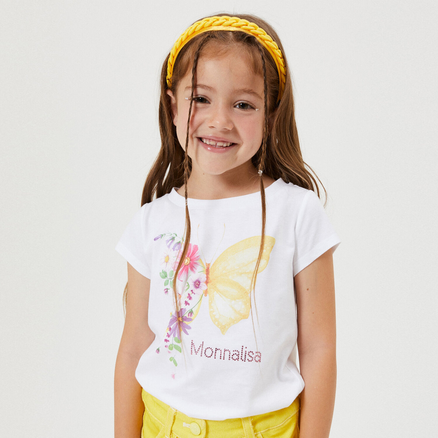 طقم تنورة بنات بطبعة الزهور باللون الأبيض, 1, hi-res