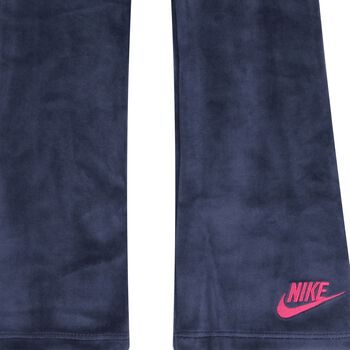Girls Blue Logo Velour Leggings