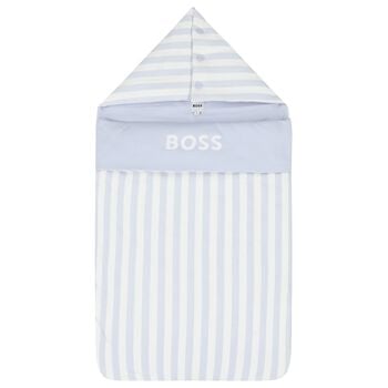 Baby Boys White & Blue Striped Logo Nest