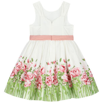 Girls White & Pink Floral Dress