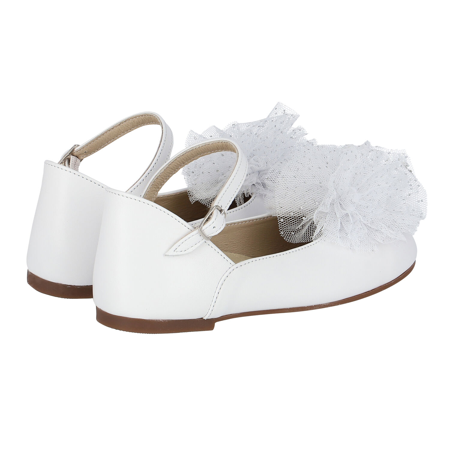 Girls White Embellished Ballerina Shoes, 1, hi-res