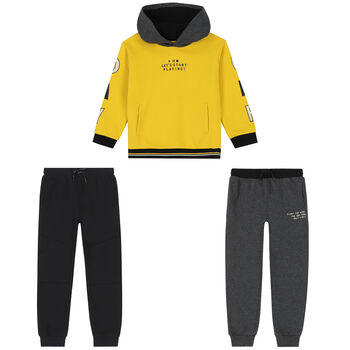 Boys Yellow, Grey & Black 3-Piece Tracksuit