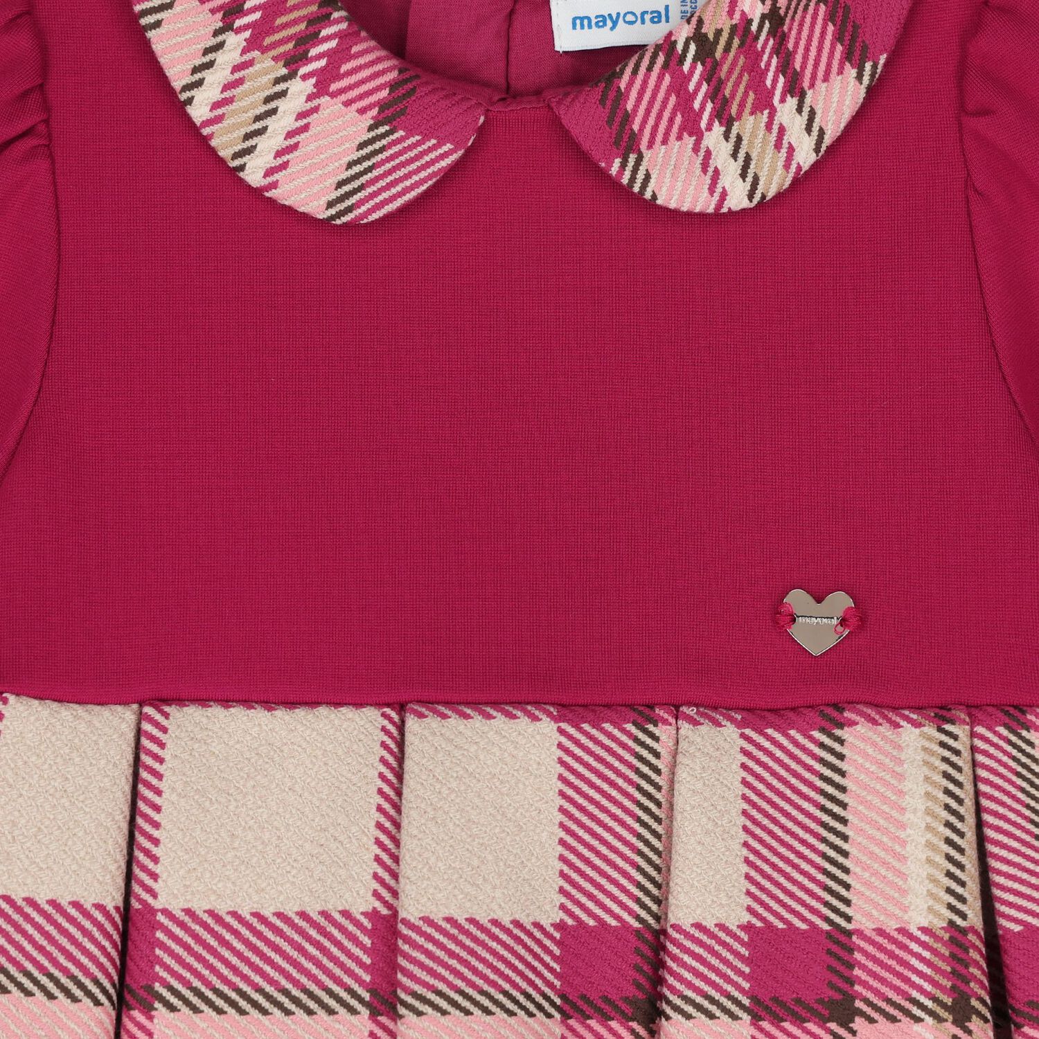 Younger Girls Burgundy & Beige Tartan Dress, 1, hi-res