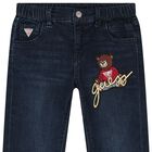 Boys Blue Teddy Bear Logo Denim Jeans, 1, hi-res