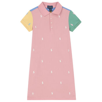 Girls Pink & Blue Logo PiquÃƒÂ© Polo Dress