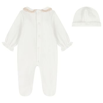Baby Girls Ivory Velour Babygrow Gift Set