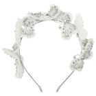 Girls White & Silver Butterfly Headband, 1, hi-res
