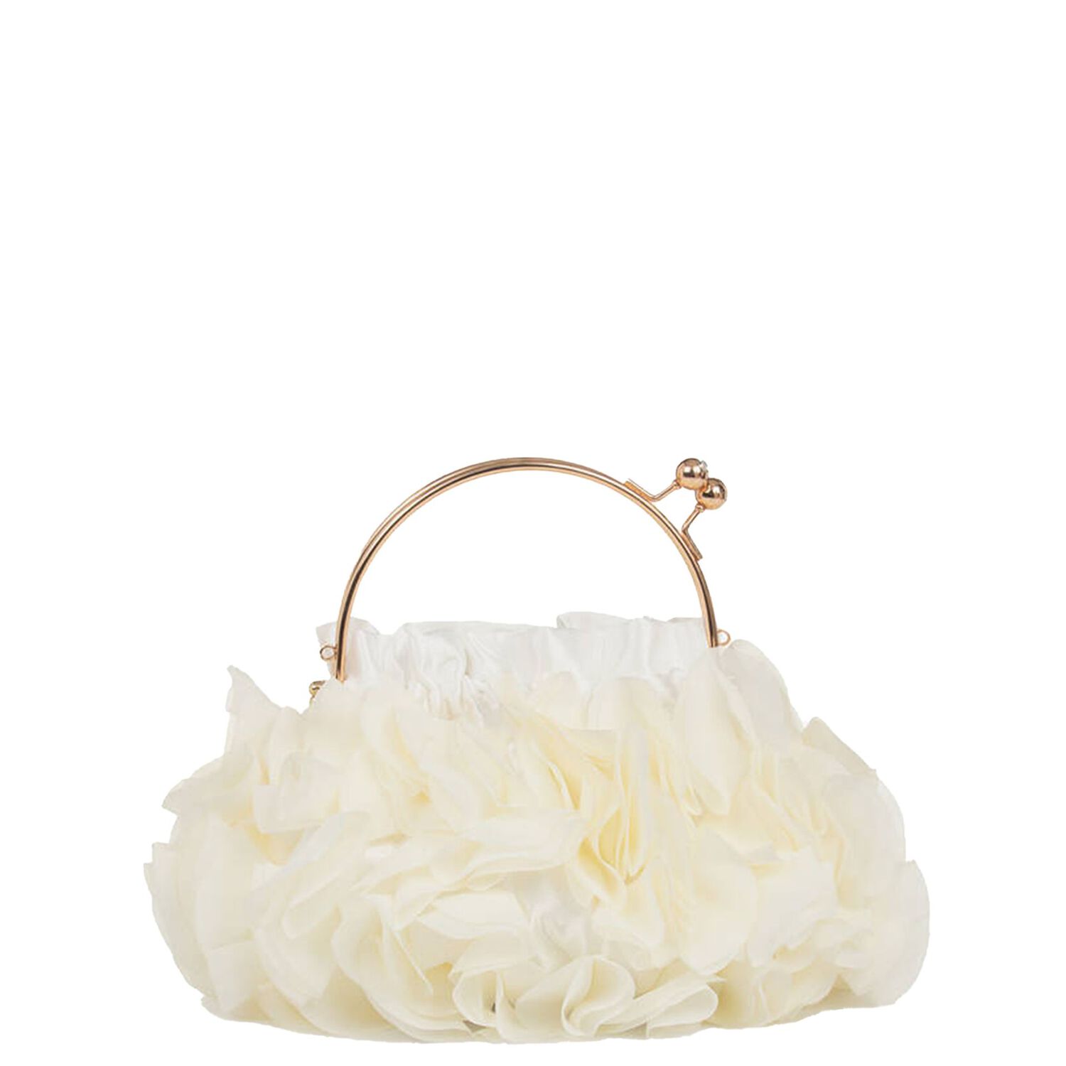 Girls Ivory Ruffled Chiffon Handbag, 1, hi-res