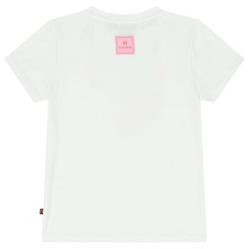 Girls White Logo Hearts T-Shirt