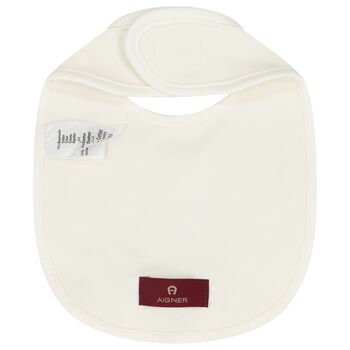 Baby Girls Ivory & Gold Logo Bib