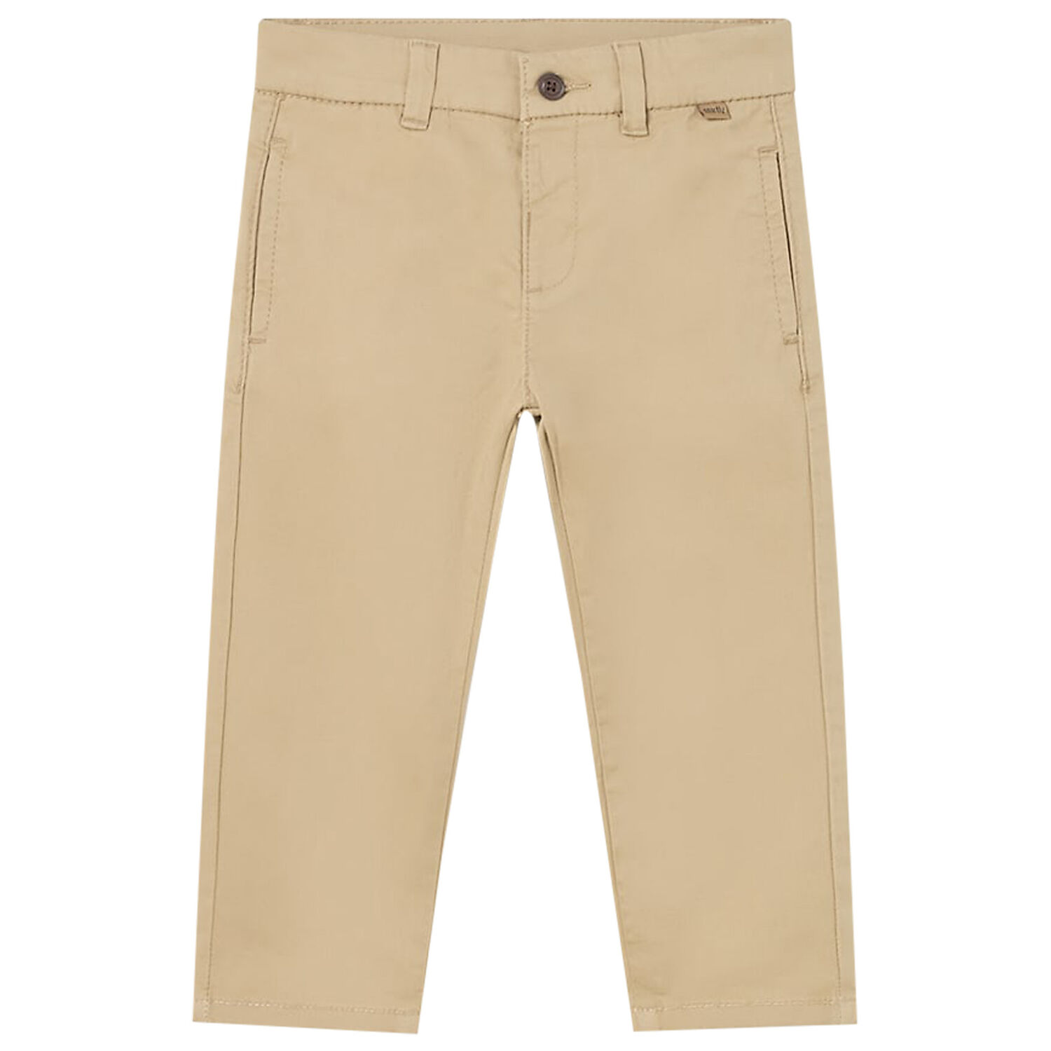 Younger Boys Beige Cotton Chino Trousers, 1, hi-res